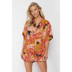 Trendyol Tropical Patterned Woven Shirt Shorts Set