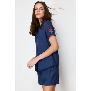 Trendyol Navy Blue Watermelon Embroidered Woven Pajamas Set