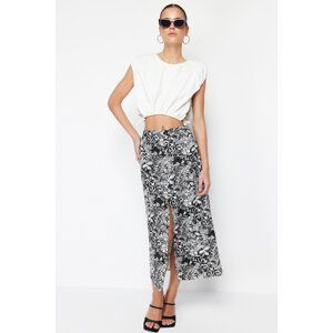 Trendyol Black Patterned Midi Length Woven Skirt