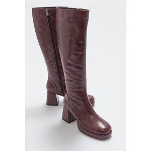 LuviShoes Noote Burgundy Print Women's Boots