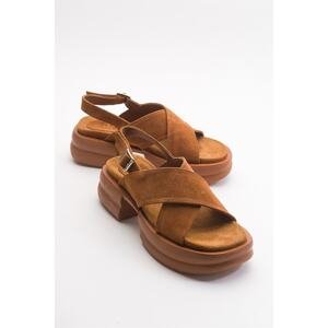 LuviShoes Most Tan Suede Genuine Leather Women's Sandals