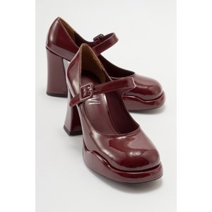 LuviShoes JAGOL Burgundy Patent Leather Women's Heeled Shoes