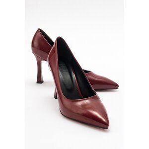 LuviShoes FOREST Women's Burgundy Patent Leather Heeled Shoes