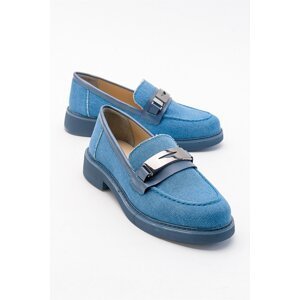 LuviShoes Polf Jeans Womens Blue Oxford Shoes