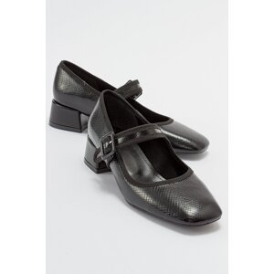 LuviShoes CURES Black Patterned Women's Heeled Shoes
