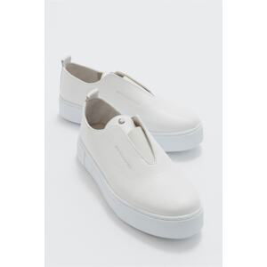 LuviShoes Boom White Leather Women's Sneakers