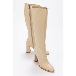 LuviShoes Decer Beige Skin Women's Heeled Boots