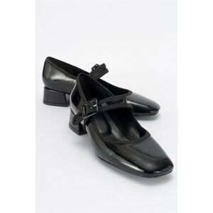 LuviShoes CURES Black Patent Leather Women's Heeled Shoes