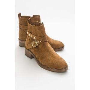 LuviShoes Soir Tan Suede Women's Boots From Genuine Leather.