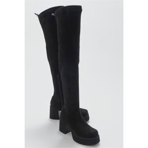 LuviShoes Eleva Black Suede Laptop Women's Boots