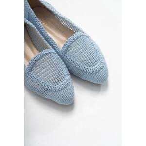 LuviShoes Women's Blue Knitted Ballerina Shoes 101
