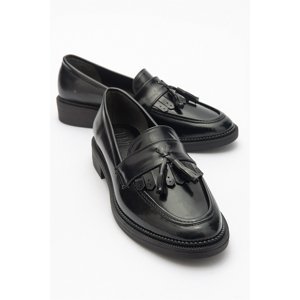 LuviShoes LILY Black Matte Patent Leather Women's Loafer