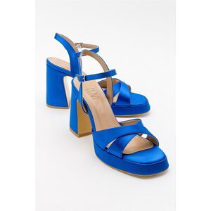 LuviShoes Lello Sax Blue Satin Women's Heeled Shoes