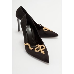 LuviShoes LARINO Black Suede Women's Heeled Shoes