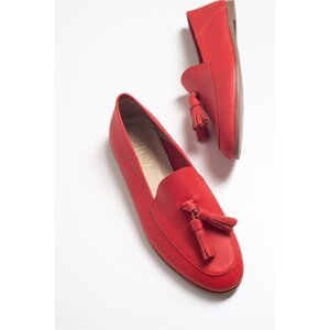 LuviShoes F04 Red Skin Genuine Leather Shoes