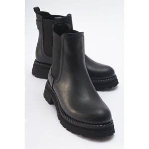 LuviShoes MARLY Black Leather Elastic Women's Chelsea Boots