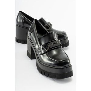 LuviShoes ARTEMİS Black Matte Patent Leather Women's Platform Heeled Shoes