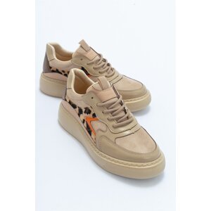 LuviShoes Aere Women's Beige Patterned Sneakers