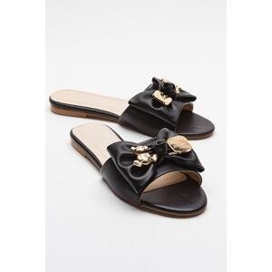 LuviShoes SPEA Black Buckle Women's Slippers