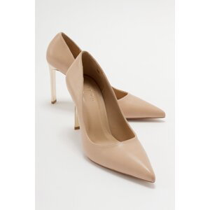 LuviShoes MOVES Women's Beige Skin Heels Shoes
