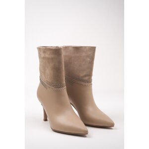 LuviShoes Paıx Beige Leather -suede Women's Boots