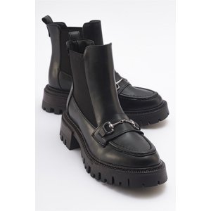 LuviShoes VESPER Black Buckle Women's Chelsea Boots