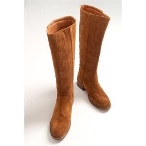 LuviShoes Flor Tan Suede Genuine Leather Women's Boots
