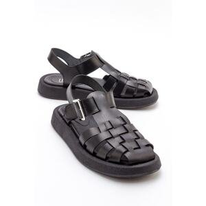 LuviShoes GUST Black Genuine Leather Women's Sandals