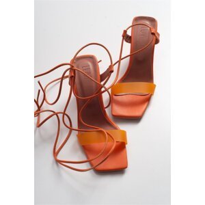 LuviShoes Women's Orange Skinny Heeled Sandals