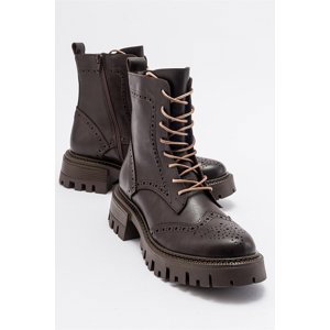 LuviShoes CORALO Brown Lace-Up Women's Boots