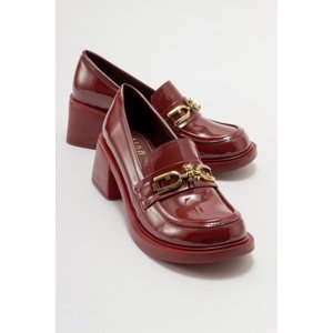 LuviShoes OMERA Claret Red Patent Leather Women's Shoes