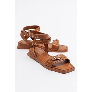 LuviShoes CARRIL Camel Genuine Leather Women Sandals