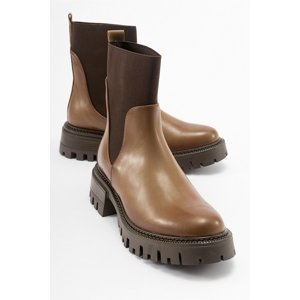 LuviShoes BUGGY Light Brown Elastic Women's Chelsea Boots