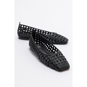 LuviShoes ARCOLA Women's Black Knitted Patterned Flats