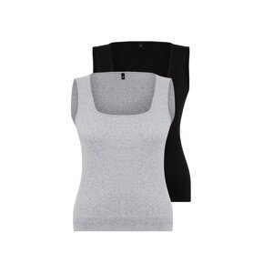 Trendyol Curve 2-Pack Black-Grey Basic Ribbed Knitted Square Neck Undershirt