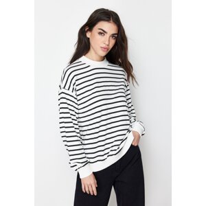 Trendyol Ecru Striped Knitted Sweatshirt