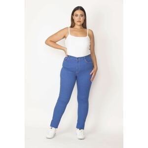 Şans Women's Large Size Blue 5 Pocket Skinny Jeans