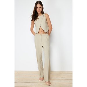 Trendyol Mink Straight Cut Ribbed Woven Trousers