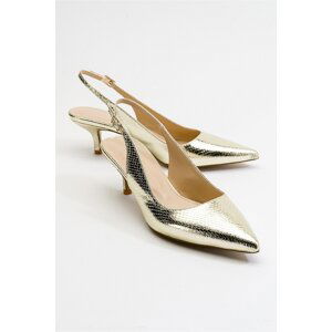 LuviShoes Value Gold Patterned Women's Heeled Shoes