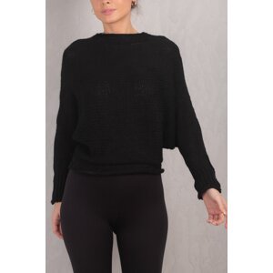 armonika Women's Black Bat Sleeve Knitwear Sweater