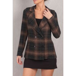 armonika Women's Emerald Checkered Four Button Cachet Jacket