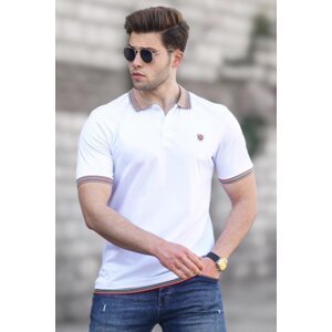 Madmext Men's White Polo Neck T-Shirt 5116