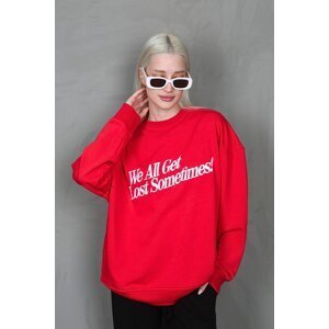 Madmext Red Printed Sweatshirt