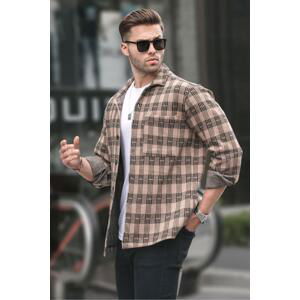 Madmext Men's Beige Plaid Regular Fit Shirt 6714