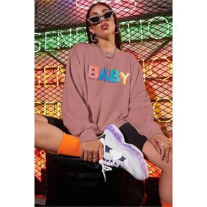 Madmext Mad Girls Powder Baby Printed Sweatshirt MG791