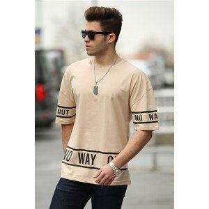 Madmext Men's Printed Beige T-Shirt 4483