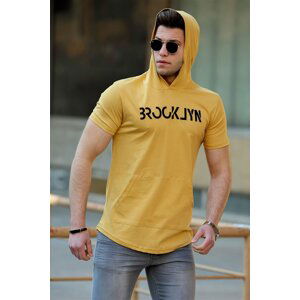 Madmext Men's Yellow Hooded T-Shirt 4506