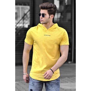 Madmext Men's Yellow Basic Hooded T-Shirt 4460