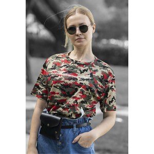 Madmext Mad Girls Red Camouflage Patterned Printed T-Shirt Mg457
