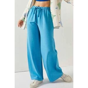 Madmext Turquoise Wide Leg Linen Trousers